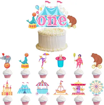 Декор Карнавального Торта, Цирковой Шатер, Карнавальный Топпер Для Торта На День Рождения, Колесо Обозрения, Слон-Клоун для 1-го Дня Рождения