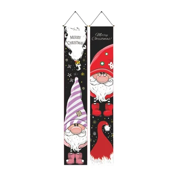Ярко-Красный Рождественский Подвесной Баннер с Рисунком Санта-Клауса Подарочный Баннер для Настенной Двери Рождественской Вечеринки