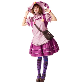 Взрослые женщины, Волшебница, платье Candy Lulu, Шляпа, сумка, набор для шейных колец, ролевые игры на Хэллоуин, Косплей-костюм