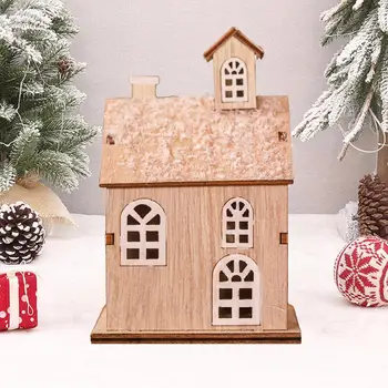 Деревянный Рождественский домик, светящийся Рождественский домик, Очаровательное светящееся окно, Рождественский домик, украшение из дерева для рабочего стола для вечеринок