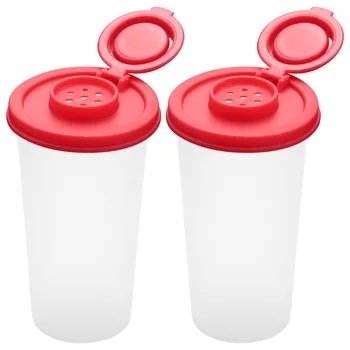 2 Большие солонки и перечницы Влагостойкая солонка с красными крышками Пластиковый герметичный дозатор для специй