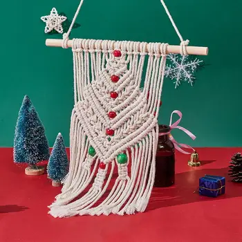 Праздничный гобелен Красочный Рождественский гобелен Украшения из рождественской елки в скандинавском стиле Праздничная хлопчатобумажная веревка для праздника