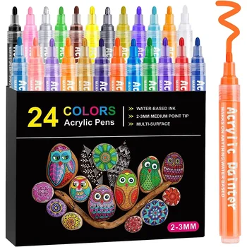 Малярные ручки, Акриловые маркеры 24 цвета, набор водонепроницаемых ручек для наскальной живописи, принадлежности для рукоделия, Керамическое стекло, Кружка, Металл, дерево