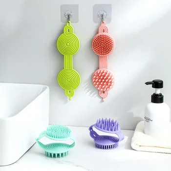 Двусторонняя щетка для мытья ванной комнаты дома для взрослых и детей, массажная щетка для сухого и влажного мытья шампунем Magic