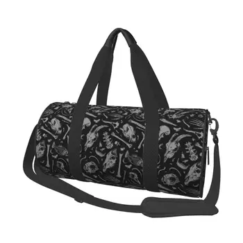 Спортивные сумки Bones, спортивная сумка Skull Dark Deniart для путешествий, спортивная сумка с обувью, графические сумки, мужская дизайнерская сумка для фитнеса на открытом воздухе
