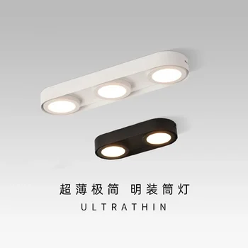 Современный светодиодный ультратонкий светильник для поверхностного монтажа в гостиной, потолочный светильник с двойной головкой, неперфорированный резервуар, рассеянные лампы