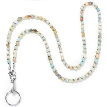 Брелок-шнурок Модное ожерелье из натурального камня с пряжкой с пользовательским названием, Стильный Отделяемый бисером ключ для модных