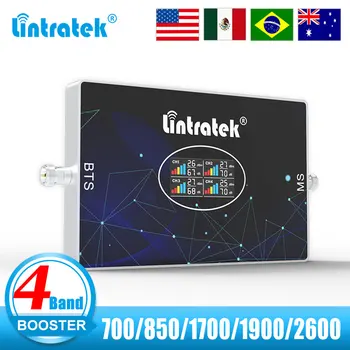 Lintratek 4-полосный Усилитель сотовой связи B28 700 850 1700 1900 2600 МГц LTE 2G 3G 4G Усилитель Сигнала AWS PCS B4 B2 70dB Ретранслятор