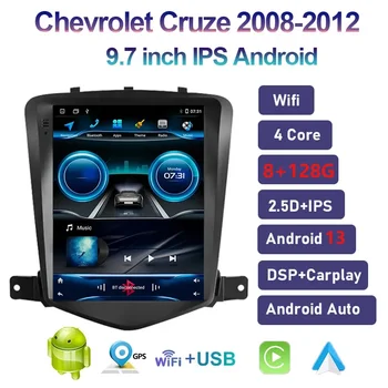 Автомобильное радио 6 + 128G для Tesla в Вертикальном стиле Экрана Для Chevrolet Cruze 2008-2012 Carplay Android 13 GPS Навигация Авторадио