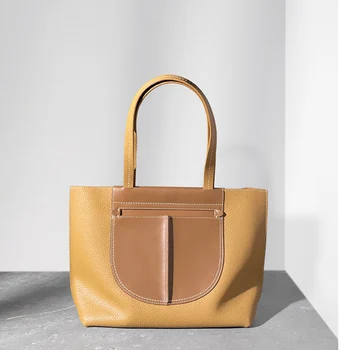 Роскошный и высококачественный женский нишевый дизайн, новая сумка-тоут из воловьей кожи большой вместимости, портативная женская сумка на одно плечо