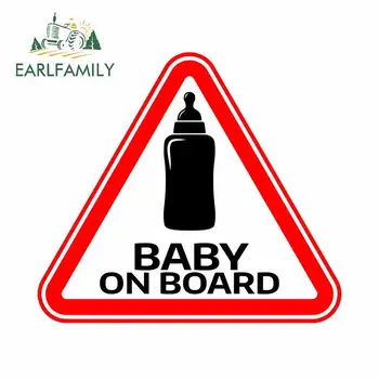 EARLFAMILY 13 см x 11,6 см Табличка Baby on Board с Наклейками для Детской Бутылочки Забавная Наклейка на Бампер Автомобиля, Окно, Шкафчик, Защита от Царапин