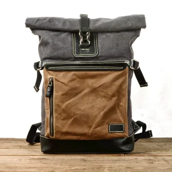 Ретро-холщовый рюкзак, мужская дорожная сумка, походная сумка для альпинизма, школьная сумка, сумка для компьютера большой емкости, сшитая кожа