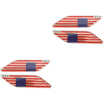 2 Пары Автомобильных Наклеек С Национальным Флагом США Америка Термоаппликационные Наклейки Гордость Транспортных Средств Цинковый Сплав Маленький