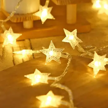 Светодиодные звездные сказочные огни, работающие на батарейках От 10 футов длиной, гирлянды из медной проволоки золотистого цвета для рождественской вечеринки на открытом воздухе в помещении