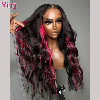 Ying Hair Highlight Розового Цвета 180% Объемная Волна 13x4 Синтетический Парик На Кружеве, Предварительно Выщипанный С Детскими Волосами 13x6 Прозрачный Синтетический Парик На Кружеве