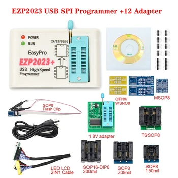EZP2023 + Высокоскоростной программатор SPI FLASH Полный комплект + 12 Адаптеров Поддержка 24/25/93/95 EEPROM Bios 25T80 Запись автономной копии