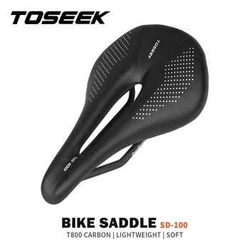 TOSEEK Official MTB/Road Full Carbon Saddle143/155 ММ Велосипедное Седло Из Сверхлегкой Кожи С Карбоновыми Подушками и Карбоновыми Направляющими Велосипедное Сиденье