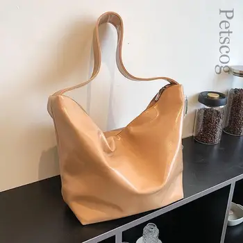 Женские сумки из мягкой искусственной кожи 2022, крупнотоннажная однотонная сумка через плечо на молнии, модная роскошная женская сумка для покупок и путешествий