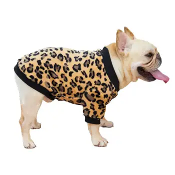 Свитер для домашних животных с леопардовым рисунком Сохраняет тепло, хорошая эластичность, толстовка для домашних собак, костюм для Фаду