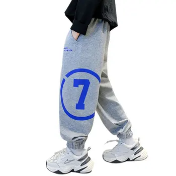 Штаны для бега для мальчиков-подростков, Детские повседневные спортивные брюки с буквенным принтом 5 6 7 8 9 10 11 12 13 14 Детские спортивные штаны на осень 2023 года