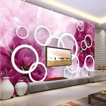 beibehang sob encomenda de parede papel de parede mural de adesivos de fantasia em 3D roxo rosas pano de fundo pintura decorati