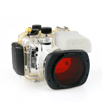 Профессиональный 40-метровый водонепроницаемый чехол для камеры Seafrogs с резьбой 67 мм, красный флитер для Canon G15, чехол для дайвинга с купольным портом