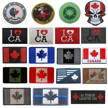 Значки с Флагом Канады, Нашивки, Военно-Тактические Повязки, Нашивка с Вышивкой для Шапок, Сумок, Аксессуаров Для Одежды, Декоративные Знаки Отличия
