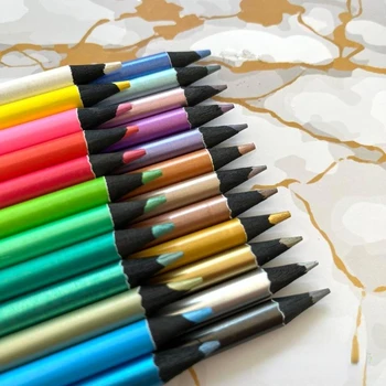 1 коробка 24 Цветных Металлических Цветных Карандаша, Нетоксичные Черные Карандаши Для Рисования, Предварительно Заточенные, Разных Цветов, Деревянные Карандаши Для Рисования