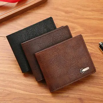 Однотонный кошелек, винтажный мужской кошелек из искусственной кожи, большой емкости, с несколькими карманами, портативный Складной, стильный деловой подарок