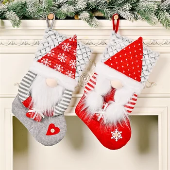 Украшение для рождественских чулок с подвесной веревкой, безликая Семейная праздничная Плюшевая кукла, подарочный пакет, сумка для хранения конфет и закусок