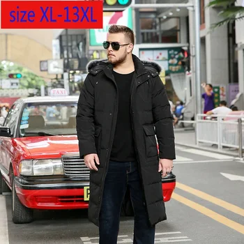 Новое высококачественное модное мужское пуховое пальто большого размера X-long с белым утиным пухом, толстое, свободное, повседневное, плюс Размер XL-10XL11XL12XL13XL