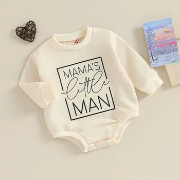 Новорожденный Младенец, комбинезон с пузырями для мальчика, мамин человечек, боди с длинным рукавом, толстовка оверсайз, пуловер с круглым вырезом, повседневная одежда