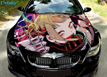 Автомобильные коврики My Hero Academia Toga Himiko, Наклейка со львом на капот автомобиля, виниловая наклейка на капот, полноцветная графическая наклейка