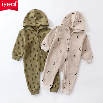 Детские комбинезоны с весенним принтом IYEAL, Унисекс, одежда для новорожденных, хлопковые Ползунки для новорожденных с длинным рукавом, одежда для младенцев 0-18 месяцев