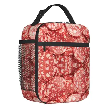 Термоизолированная сумка для ланча с рисунком ломтиков колбасы, женский портативный контейнер для ланча для детей школьного возраста, Многофункциональная коробка для еды