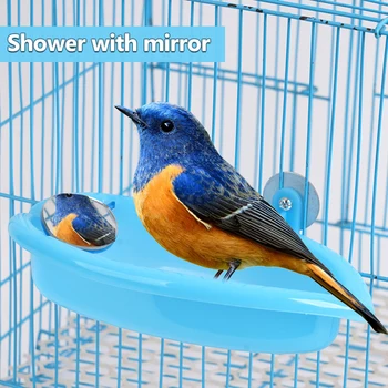Ванна для попугаев с зеркалом / без зеркала, аксессуары для клетки для домашних животных, ванна для птиц, душевая кабина, инструмент для клетки для птиц, подвесная ванна, игрушки для птиц