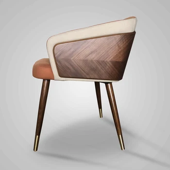 Обеденные стулья минималистичны и креативны. Бытовые стулья из массива дерева, кожаные художественные спинки, табуретки, современный досуг