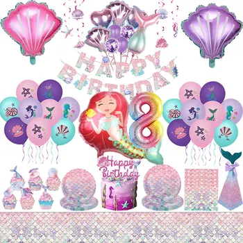 Украшение для Дня рождения Русалки, Розовая тематическая вечеринка 