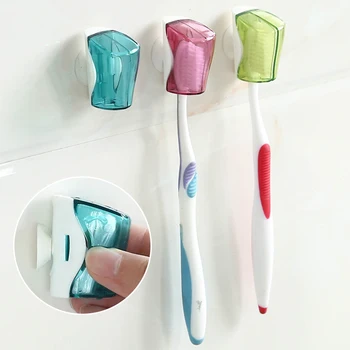 3шт Настенная присоска, держатель для зубной щетки, защитная крышка для головки зубной щетки, Пластиковый кейс для хранения дорожных принадлежностей для ванной комнаты