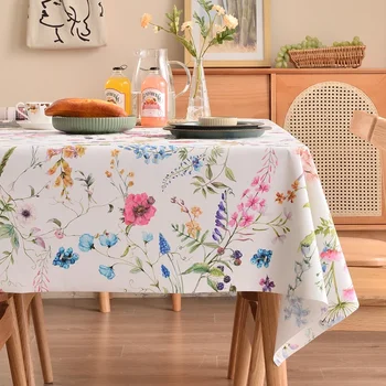 Домашняя ткань для обеденного стола, водонепроницаемая высококачественная скатерть из чистого хлопка, прямоугольная ткань