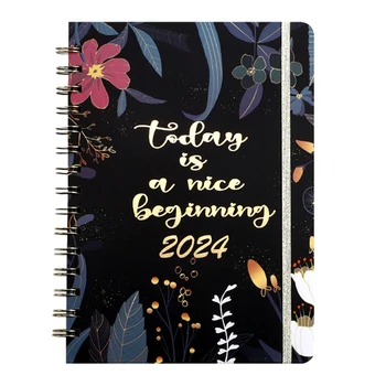 Календарь на 2024 год, планировщик на 2024 год, цветочный планировщик на 12 месяцев, еженедельный и ежемесячный планировщик с уникальными дополнениями, наклейками