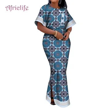 Африканское Женское платье в стиле Пэчворк С принтом и круглым вырезом, Вечернее платье в Анкаре, Vestidos, Одежда Больших размеров, Wy10519