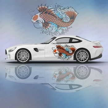 наклейка на автомобиль с аниме-изображением карпа кои, боковая графическая виниловая наклейка, модифицированное украшение с принтом гоночного автомобиля, наклейка ita car DIY