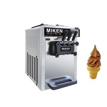 Настольная машина для приготовления мягкого мороженого, серого цвета, 3 вкуса, мощная машина для приготовления клубничного пломбира.