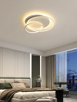 Современный белый светодиодный потолочный светильник с дистанционным управлением для спальни, кабинета, гостиной, дома, Модная кольцевая люстра на крыше, освещение 2023 года