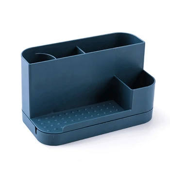 Синяя поворотная полка для хранения канцелярских принадлежностей Настольный ящик для хранения для дома, офиса, канцелярских принадлежностей