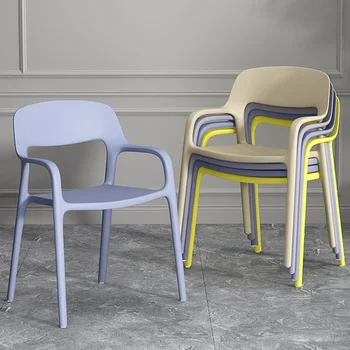 Дизайнерские Пластиковые Обеденные стулья для патио Удобный Салонный стиль Кресло для отдыха Mobiliario De Biblioteca Минималистичный