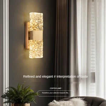 Современный светодиодный хрустальный настенный бра с золотой двойной головкой, ресторанный проход, прихожая, спальня, настенные светильники для дома