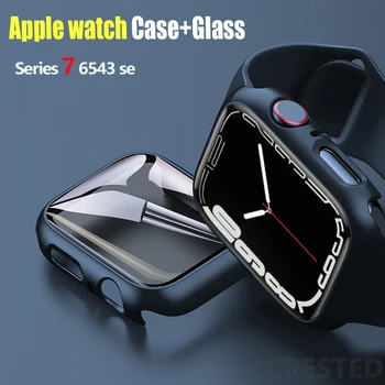 Стекло + Чехол для Apple Watch case 45 мм 41 мм 44 мм 40 мм 42 мм 38 мм iWatch Accessorie Защитная Пленка для экрана Apple watch series 3 4 5 6 SE 7