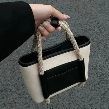 Мини-сумка-тоут 2023, новая портативная корзина для овощей, маленькая сумка-мессенджер для женщин, сумка-ведро с ручкой из пеньковой веревки, летняя универсальная сумка